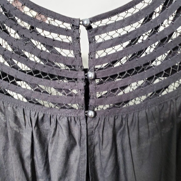 JOIE • Black Mishika Cotton Silk Blend Drawstring Victorian Dress Sz XXS - Picture 8 of 9